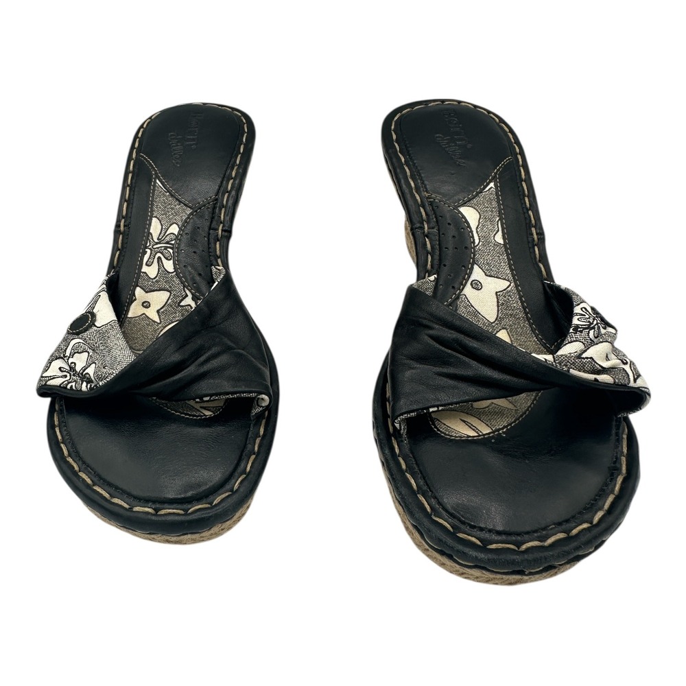 Born Womens‎ Black Floral Wedge Espadrille Sandals Size 8